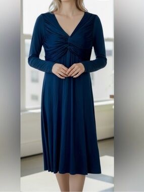 NWT - Anthropologie / Bailey 44 Sapphire Blue Twist-Front Long Sleeve Dress